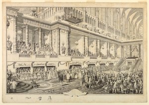 Ludvík XVI. Francouzský skládající přísahu při jeho korunovaci od Jean Michel Moreau le Jeune
