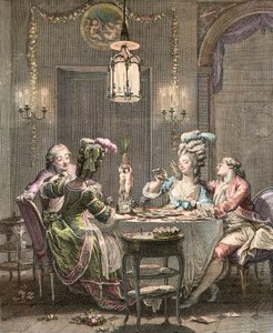 Le supper fin - rytina Moreau Jean Michel, le Jeune (1741-1814) - Gurmánská večeře, rytina Isidore Stanislas Helman (1743-1809) 1781 po Moreau, Jean Michel mladší (1741-1814)
