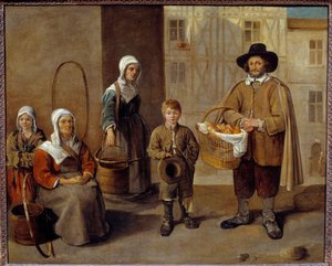 Obchodník s chlebem na vodu Obraz Jean Michelin (1623-1695) 1650 Ne. 0,77x0,97m