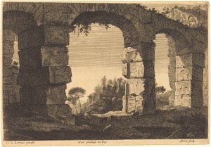 Ruiny akvaduktu od Jean Morin after Claude Lorrain