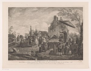 vesnické divadlo Le Marchand de Mitridate (název na objektu) Tisky po obrazech od Philipse Wouwermana (název série) Oeuvres de Ph.pe Wouwermans Hollandois (název série)