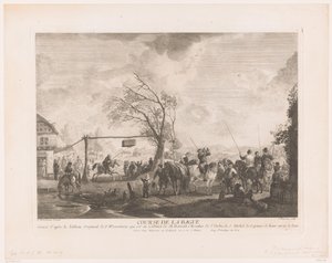 Prsten ve vesnickém hostinci Cours de la bague (název na objektu) Tisky po obrazech od Philipse Wouwermana (název série) Oeuvres de Ph.pe Wouwermans Hollandois (název série) od Jean Moyreau