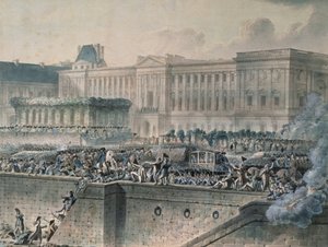 Příjezd Ludvíka XVI. (1754-93) před Louvre, 17. července 1789 (wc und kvaš na papíře)