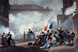 Revoluce roku 1830: Student Ecole Polytechnique se zmocnil kusu děla při dobytí Palais-Royal 28. července