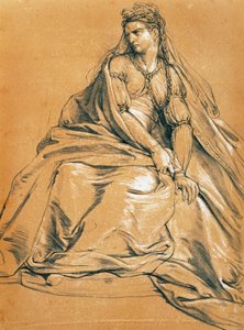 Herečka Adrienne Lecouvreur (1692-1730) v titulní roli Andromaque, Jean Racine (1639-1699), kresba, Francie od Jean Racine