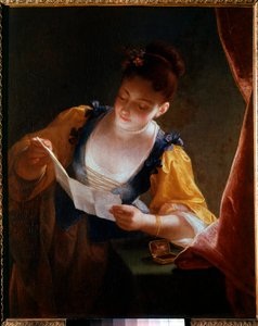 Mladá žena čte dopis Malba Jean Raoux (1677-1734) 18. století Sun. 0,99x0,81 m