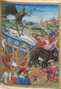 Triumf smrti: smrt Laury. Miniatura z Pétrarque, Les Triomphes, 1500-1505. od Jean Serpin