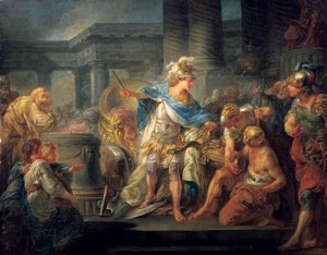 Francouzština:  Alexandre coupe le noeud gordien Alexandr rozetnul gordický uzel od Jean Simon Berthelemy