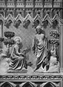 Katedrála, interiér, chórové plátno, Ježíš Kristus se zjevuje Marii Magdaleně, kolem 1340-51 (polychromovaný kámen) od Jean and Jean Le Boutellier Ravy