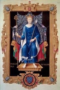 Portrét na nohou krále Filipa VI. z Valois (1293-1350) Miniatura od Jeana du Tilleta (1484-1520) z „“Recueil des kings de France““ Paříž 16. století, B.N. od Jean du Tillet