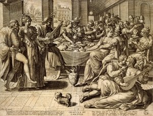 Večeře od Jana Sadelera I (1550-1600), rytina