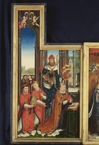 Polyptych Oslava Nejsvětější Trojice, panel zobrazující opaty, 1509-15