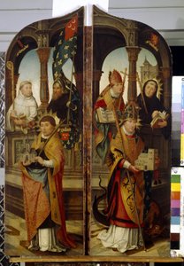Saint Trond a Saint Guillaume. Pevné panely triptychu (Svatá Trudo a Saint Guillaume. Dva boční panely Triptychu). Obraz Jean (Jehan) Bellegambe (Belgamb, Belgand) (1470-1534), olej na plátně