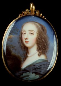 Portrét mademoiselle Kirk Miniaturní obraz v medailonu od Jean Petitot the Vieux (1607-1691) 17. století. Slunce 0,05x0,04 m.