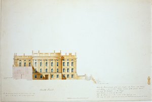 Design for the North Elevation, Chatsworth House (akvarel na papíře)