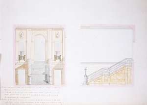 Design pro Malovaný sál, Chatsworth (akvarel na papíře)