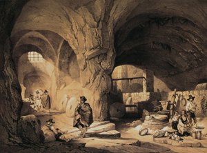 Arabský mlýn "Molinos de la Mina", barevná litografie