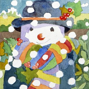 Sněhulák na sněhu, 2011 (akvarel) od Jennifer Abbott