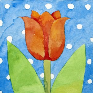 Tulipánové modré pozadí s bílými skvrnami, 2013 (akvarel) od Jennifer Abbott