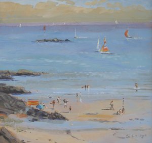 Salcombe Millbay Morning (olej na plátně) od Jennifer Wright