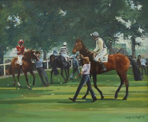 Paddock, Windsorské dostihy (olej na plátně) od Jennifer Wright