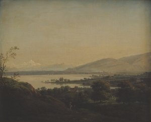 Pohled přes jezero Leman směrem k Mont Blancu a Ženevě od Jens Juel