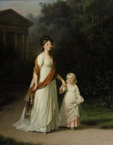 Korunní princezna Marie Sophie Frederikke se svou dcerou princeznou Caroline na procházce v romantickém parku od Jens Juel