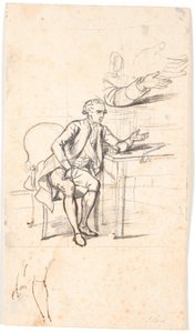 Studie k rodinnému portrétu Holmskioldových z roku 1787: tajná rada. Theodor Holmskiold sedí u stolu od Jens Juel