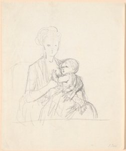 Návrh na portrét hraběnky Sophie Magdalene Raben, rozené von Qualen se svým nejstarším synem, narozen 1784 od Jens Juel