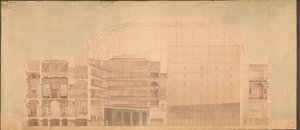 Královský Divadlo 1874. Podélný řez od Jens Vilhelm Dahlerup