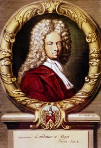 Portrét Daniela Defoe (barevné lito) od Jeremiah (after) Taverner