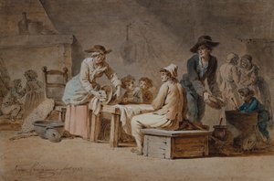 Rolnická rodina v interiéru od Jerome Preudhomme