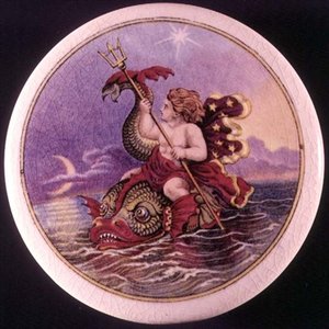 Poklice na hrnec Pratt ware s malbou mořské nymfy od Jesseho Austina (1806-79), cca 1850 od Jesse Austin