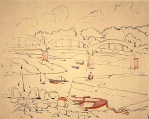 Ilustrace pro "The Book of Bridges", cca 1911 (akvarel a inkoust na papíře)