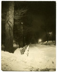 The Mall v noci, Boston, Mass, USA, asi 1902-10 (želatinová stříbrná fotografie) od Jessie Tarbox Beals