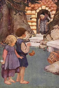 Jeníček a Mařenka (barevná litografie)