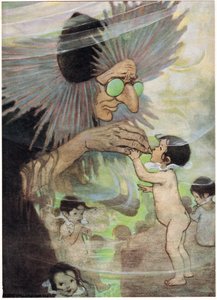Mrs Bedoneasyoudid, ilustrace z „The Water Babies“ od reverenda Charlese Kingsleyho (barevné lito) od Jessie Willcox Smith