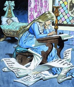 Mlynářova dcera a její syn z příběhu o Rumpelstiltskinovi od Jesus Blasco