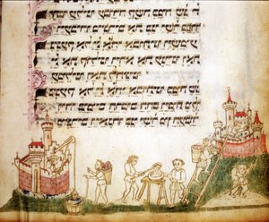 Fragment stránky Machazor: modlitební kniha v hebrejštině od Jewish School