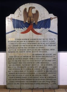 Nápis na dřevě: Židovská modlitba ve francouzštině za císaře Napoleona III. Alsasko 19. století od Jewish School