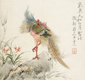 Fénix stojící na skále, 1857