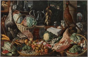 Scéna z kuchyně s Kristem v Emauzích od Joachim Beuckelaer