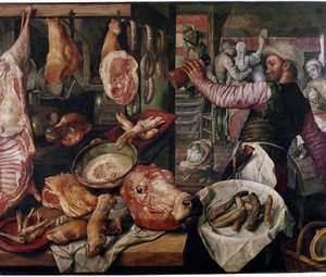 Lihakauppa. (Lihakauppa). Tietty od Joachim Beuckelaer or Bueckelaer