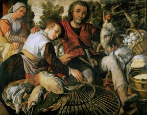 Rané nizozemské umění: Scene de marche – Tržní scéna par Beuckelaer, Joachim (asi 1533-1574) od Joachim Beuckelaer