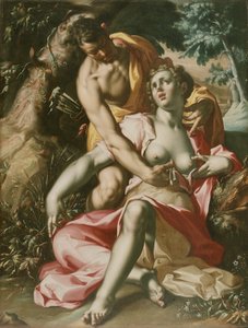 Cephalus a Prokris (Prokrisova smrt), asi 1595-1600 (olej na plátně) od Joachim Wtewael or Utewael or Wyewael