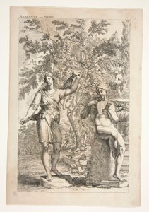 Atalanta a Faun, z Obdivovaných starověkých soch od Joachim von Sandrart