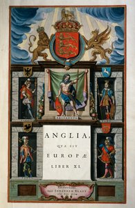 East Anglia (Anglie), kniha XI, titulní strana svazek V, Atlas maior, od Joan Blaeu (1596-1673), mědirytina, 57,5x39 cm, Amsterdam od Joan Blaeu