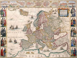 Mapa Evropy z atlasu Blaeu od Joan Blaeu