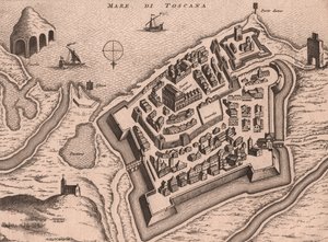 Mapa Nettuna, Lazio, Itálie, mědirytina, cca 248x198 cm od Joan Blaeu