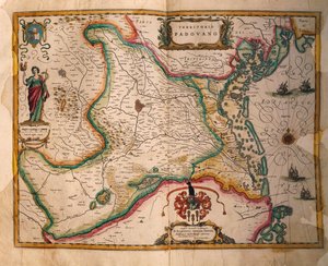 Mapa padovské domény z Divadla měst a divů Itálie, od Joan Blaeu, rytina od Joan Blaeu